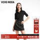 VEROMODA牛仔短褲秋新款街頭風(fēng)高腰短款水鉆裙褲3343006 黑牛仔色 165/68A/M
