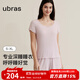 ubras25年新品呼呼睡衣女親膚莫代爾長(cháng)袖套裝情侶家居服男高彈柔軟 女款短袖短褲-粉紫色 L
