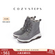COZY STEPS可至女士冬季休閑系列時(shí)尚圓頭蛇皮紋厚底保暖防寒雪地靴 瀝青色 37