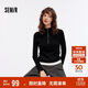 森馬（Semir）毛衣女短款撞色假兩件百搭女士?jì)却钋锇腴_(kāi)襟修身毛衫107524107006