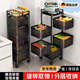 QCSK廚房多功能旋轉置物架家用落地多層零食小推車(chē)水果蔬菜籃子收納架 A頂配熱銷(xiāo)5層黑色【方盤(pán)加高】送滑輪