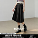 初語(yǔ)學(xué)院風(fēng)百褶裙女2025夏季新款松緊腰設計感簡(jiǎn)約純色A字半身裙 黑色 M