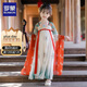 羅蒙兒童漢服中秋季女童唐裝中國風(fēng)女孩古裝畢業(yè)演出服 敦煌綠 120