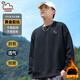 東方駱駝（EASTERN CAMEL）衛衣男秋冬季圓領(lǐng)純色重磅落肩長(cháng)袖上衣戶(hù)外運動(dòng)套頭衫 黑色 2XL 