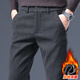 東方駱駝休閑褲男士秋冬季新款加絨加厚寬松直筒毛呢長(cháng)褲保暖商務(wù)西褲子男 9908H灰色加絨 31 腰圍二尺四