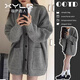 相伊戀人針織外套女25年春秋季新款毛衣外搭中長(cháng)款寬松開(kāi)衫慵懶風(fēng)韓版上衣 淺灰色 均碼 【建議80-140斤】