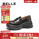 百麗（Belle）牛皮休閑舒適JK樂(lè )福鞋女2025春季新商場(chǎng)同款時(shí)尚百搭鞋D2T1DAA5 黑色 37 (235mm)