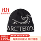 始祖鳥(niǎo)（ARC'TERYX）帽子大LOGO設計針織帽再生滌綸保暖絨線(xiàn)帽 男女同款情侶款冷帽 黑色 適用頭圍55-62cm