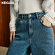 KEIGAN金標/時(shí)髦精B入 歐洲進(jìn)口爆閃燙鉆摩登中腰直筒流星雨牛仔褲 流星中古藍(嬌小版)歐洲進(jìn)口 L 38 (預訂30天發(fā))