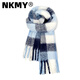 NKMY圍巾【品牌直營(yíng)】漸變方格日系氛圍感多色加厚保暖披肩秋冬季 藍色