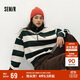 森馬（Semir）衛衣女冬半拉鏈立領(lǐng)小狗oversize條紋抓絨套頭衫疊穿101724116003