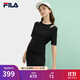 FILA 斐樂(lè )官方女子針織連衣裙2025夏新款時(shí)尚簡(jiǎn)約休閑修身連身裙 正黑色-BK XL