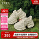 他她TATA泡泡奶油白色老爹鞋女透氣休閑厚底運動(dòng)鞋春WOG10米白單里 36