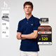 哈吉斯（HAZZYS）男女裝 夏季上衣【張晚意明星同款】PHIZ情侶款短袖POLO衫 絲帶藍BN-男 L （175/96A 48） （尺碼偏大）男