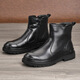 真皮馬丁靴男靴冬季皮毛一體雪地靴加絨保暖休閑皮鞋英倫防滑棉鞋 黑色 41