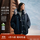 茵曼三防可拆毛領(lǐng)連帽羽絨服2025冬女裝新款派克服外套  深寶藍 M