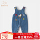 班喜迪嬰兒衣服秋裝嬰幼兒連體衣寶寶卡通牛仔背帶褲超萌外出爬服春秋季 藍色 80cm
