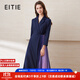 愛(ài)特愛(ài)（EITIE）春季新款商場(chǎng)同款翻領(lǐng)收腰顯瘦七分袖撞色裙擺時(shí)尚連衣裙6507255 深藍色31 M 160