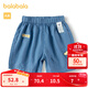 巴拉巴拉男童褲子?jì)雰憾萄澬蓍e褲夏裝寬松舒適可愛(ài)萌趣時(shí)尚洋氣潮 牛仔中藍(lán)88201 80