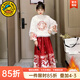 G.duck童裝漢服女童馬面裙套裝秋冬裝加絨禮服兒童古裝中國風(fēng)皮草外套 皮草外套加紅裙子 160 建議150-160cm12-13歲