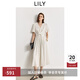 LILY2025夏新款女裝老錢(qián)風(fēng)法式條紋V領(lǐng)休閑收腰燈籠袖短袖連衣裙 604米白 L