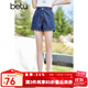 betu百圖女裝高腰百搭牛仔短褲顯瘦A字多色牛仔短褲女2203T59 深藍(lán) L