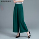 盛妙慈女闊腿褲女夏裙褲高腰九分休閑褲棉麻大擺褲廣場(chǎng)舞褲 綠色 2XL 110到130斤