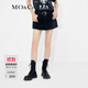 MO&Co.洗水黑色中低腰牛仔不對稱(chēng)褲裙短褲美式復古褲子摩安珂 牛仔黑色-第2批 M 27