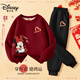 迪士尼（Disney）童裝本命年兒童冬裝套裝2026新款男童拜年服女童紅色新年加絨衛衣