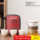 唐豐羊脂玉瓷便攜式虞美人旅行茶具套裝快客杯戶(hù)外泡茶杯車(chē)載旅游茶壺 虞美人一壺三杯
