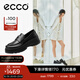 愛(ài)步（ECCO）厚底樂(lè )福鞋女倪妮同款英倫風(fēng)一腳蹬厚底增高牛皮女鞋 蹤跡220723 黑色22072301001 36 （尺碼偏?。? title=
