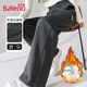 班尼路（Baleno）時(shí)尚拼接直筒褲女2025年秋冬季新款高腰藏肉加絨保暖百搭休閑褲