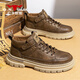 公牛世家男鞋秋冬新款休閑鞋時(shí)尚百搭工裝鞋男戶(hù)外運動(dòng)休閑鞋簡(jiǎn)約高幫皮鞋 古棕色 42 【標準運動(dòng)鞋尺碼】