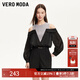 VEROMODAT恤女新款圓領(lǐng)拼接露肩字母網(wǎng)紗短款收腰個(gè)性時(shí)尚 黑色 M