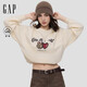 蓋璞女裝2025冬季新款小熊印花logo抓絨寬松衛衣休閑上衣