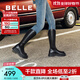 百麗（Belle）金晨明星同款厚底小V靴彈力靴女冬季商場(chǎng)款長(cháng)靴B9D1DDG4預售 黑仙草（微光皮面）【周雨彤同款】 36 (230mm)