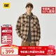 CAT卡特新品男士休閑格子短款長(cháng)袖襯衫式寬松棉服外套輕戶(hù)外 棕色 XL