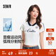 森馬（Semir）涼感T|短袖T恤女短款撞色V領(lǐng)夏季2025新款字母修身上衣運(yùn)動(dòng)風(fēng) 本白10102 L