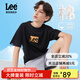 Lee男女童純棉短袖T恤打底衫2025夏季學(xué)生中大童印花寬松上衣半袖 黑色 （100%棉） 165 cm