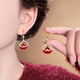 尹木夕騏驥紅色雙層滴釉銀杏葉耳環(huán)女2025新款爆款高級感耳釘輕奢耳飾品 E4174紅色銀杏耳鉤