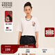 Teenie Weenie小熊短袖T恤女2025年春夏新款刺繡學(xué)院風(fēng)短袖打底衫上衣 象牙白 S 160
