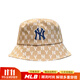 MLB休閑帽2025男女帽潮流時(shí)尚漁夫帽情侶同款休閑遮陽(yáng)帽 卡其色NY
