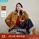 茵曼復古燈芯絨巴恩風(fēng)花苞外套2025秋女裝新款百搭上衣 棕色 S