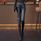 皮爾卡丹（pierre cardin）咖色皮褲女2025秋冬新款高腰顯瘦PU皮鉛筆褲外穿緊身打底小腳褲子 黑色 XL 29