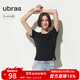 ubras親膚圓領(lǐng)短袖修身有型百搭休閑T恤女舒適透氣打底 黑色 L