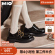 MIO【楊超越同款】米奧春季新款女厚底松糕鞋亮面樂(lè )福鞋單鞋 黑色 36