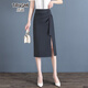 唐謎（TANGMI）設計感時(shí)尚開(kāi)叉毛呢半身裙女冬季2025新款高腰顯瘦氣質(zhì)修身包臀裙 灰色【西裝料】 M (27) (推薦95-105斤)