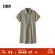 森馬（Semir）連衣裙女翻領(lǐng)燈籠袖鹽系休閑風(fēng)2025新款夏季防曬收腰短裙戶(hù)外 土灰綠40964 S