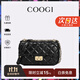 COOGI包包女款輕奢品牌牛皮女士單肩斜挎包女情人節生日禮物送老婆女友 黑色