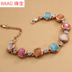 RAAG精致彩色貓眼石手鏈 女鍍金百搭手環(huán) 歐美大牌氣質(zhì)手鐲首飾1 正方形彩色 105498.1.52